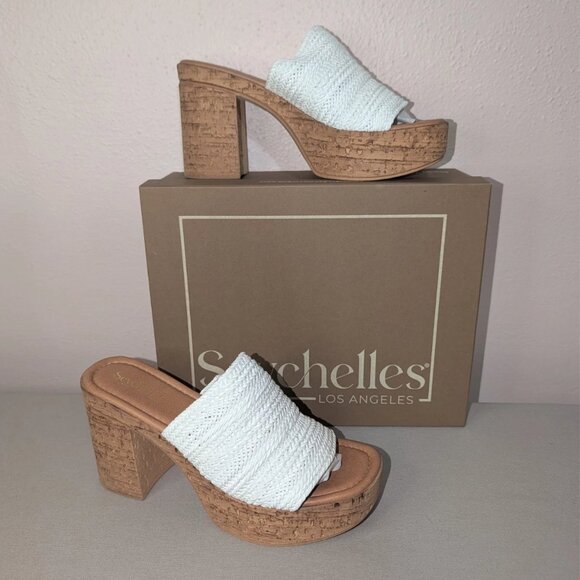 Seychelles Shoes - Seychelles Applause Platform White Woven Rafia Sandal Size 7.5